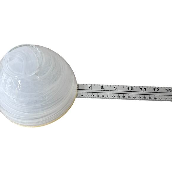 ArdaCam Art of Tabletop Turkish Glass Bowls 6" White Swirl Yellow Rim Lot of 2 - Picture 6 of 9